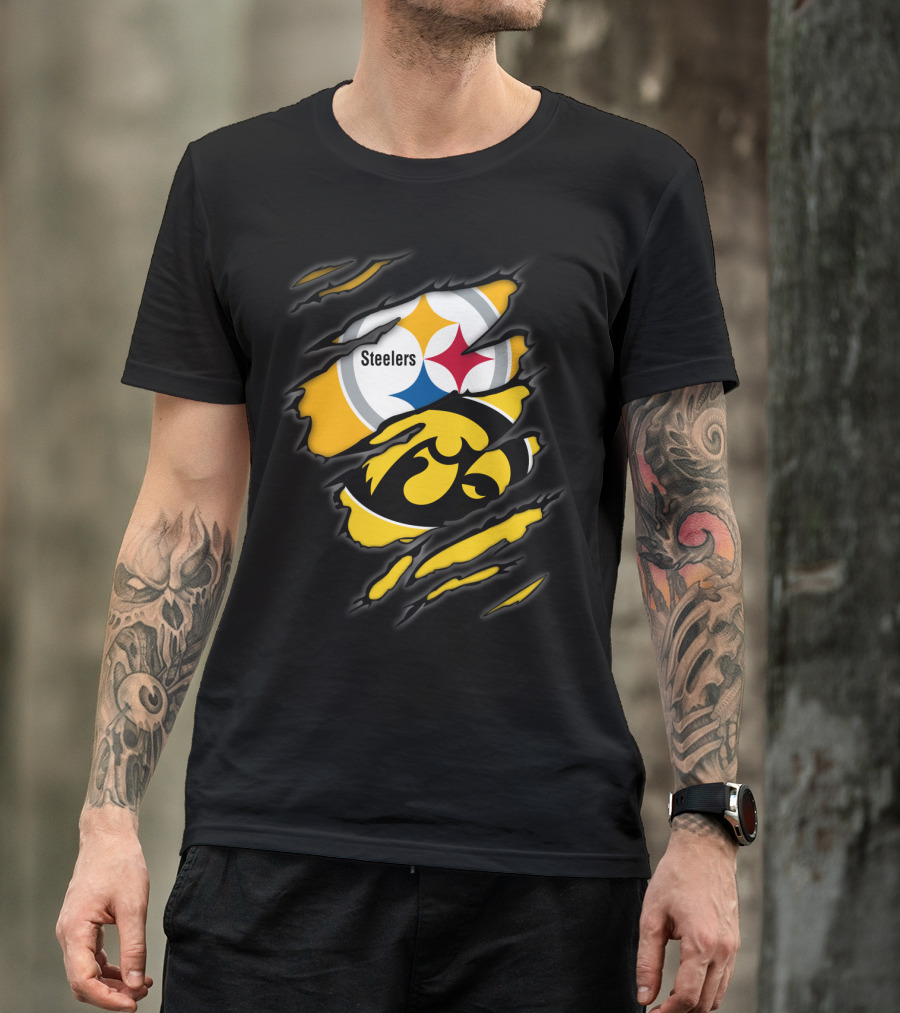 Steelers Iowa Hawkeyes Torn Symbol Fusion T-Shirt
