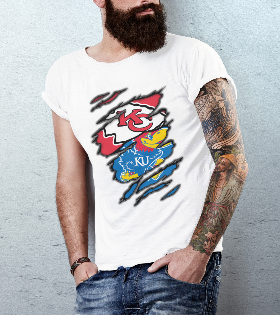 Kansas City Chiefs KU Jayhawks Logo Mashup T-Shirt