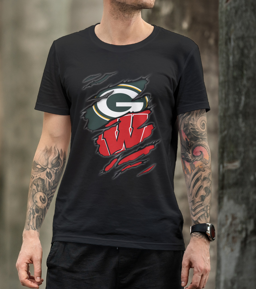 Packers Badgers G W Ripped Claw Marks T-Shirt