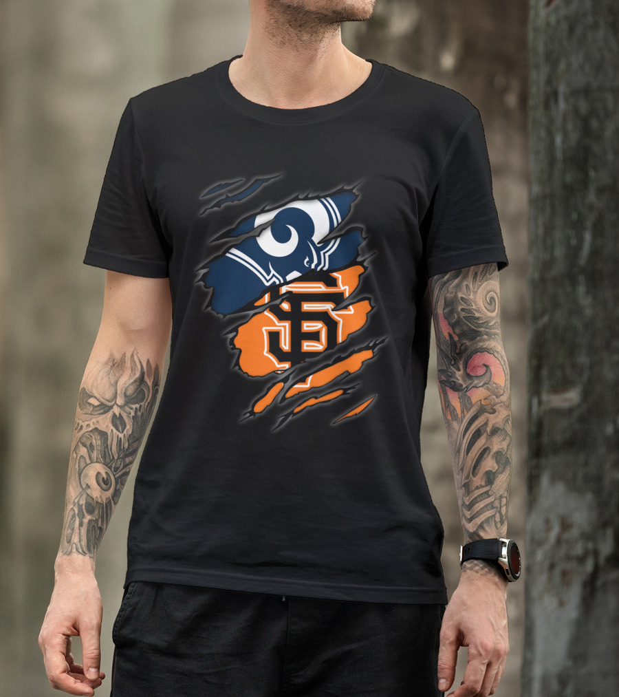 Rams Giants Logos Blue Orange T-Shirt