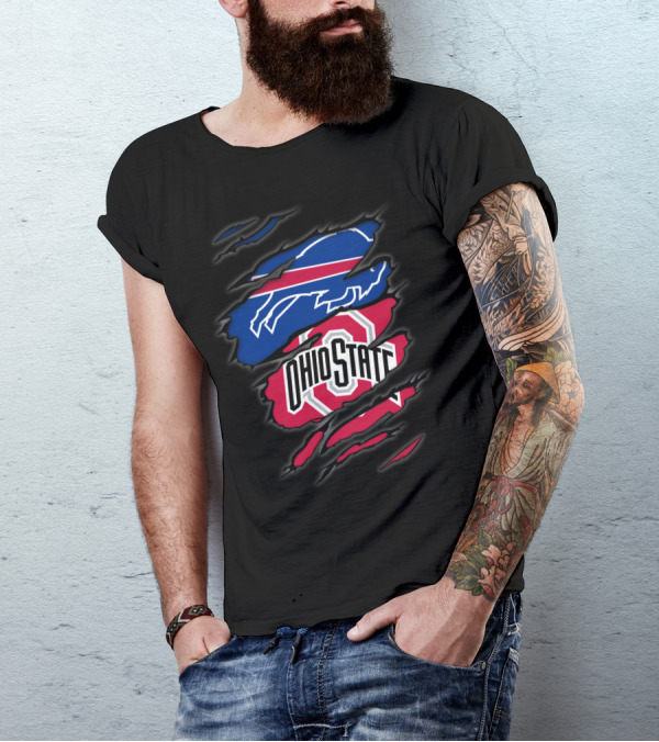 Bills Ohio State Torn Layered Emblem T-Shirt