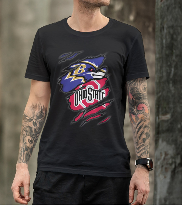 Ravens Ohio State Logo Tear T-Shirt