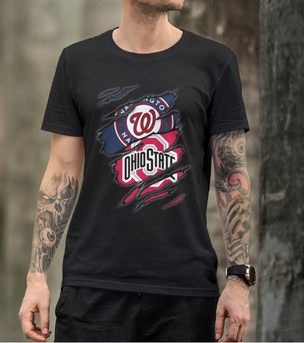 Washington Nationals Ohio State Buckeyes Logo Fusion T-Shirt