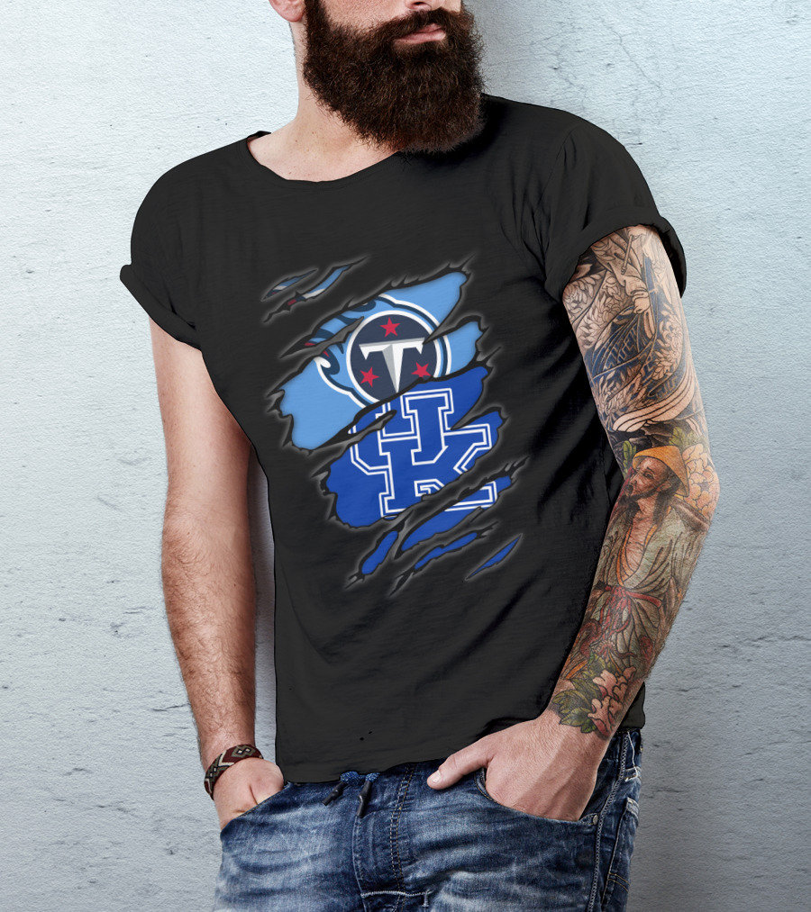 Tennessee Titans Logo With Kentucky Wildcats Emblem T-Shirt