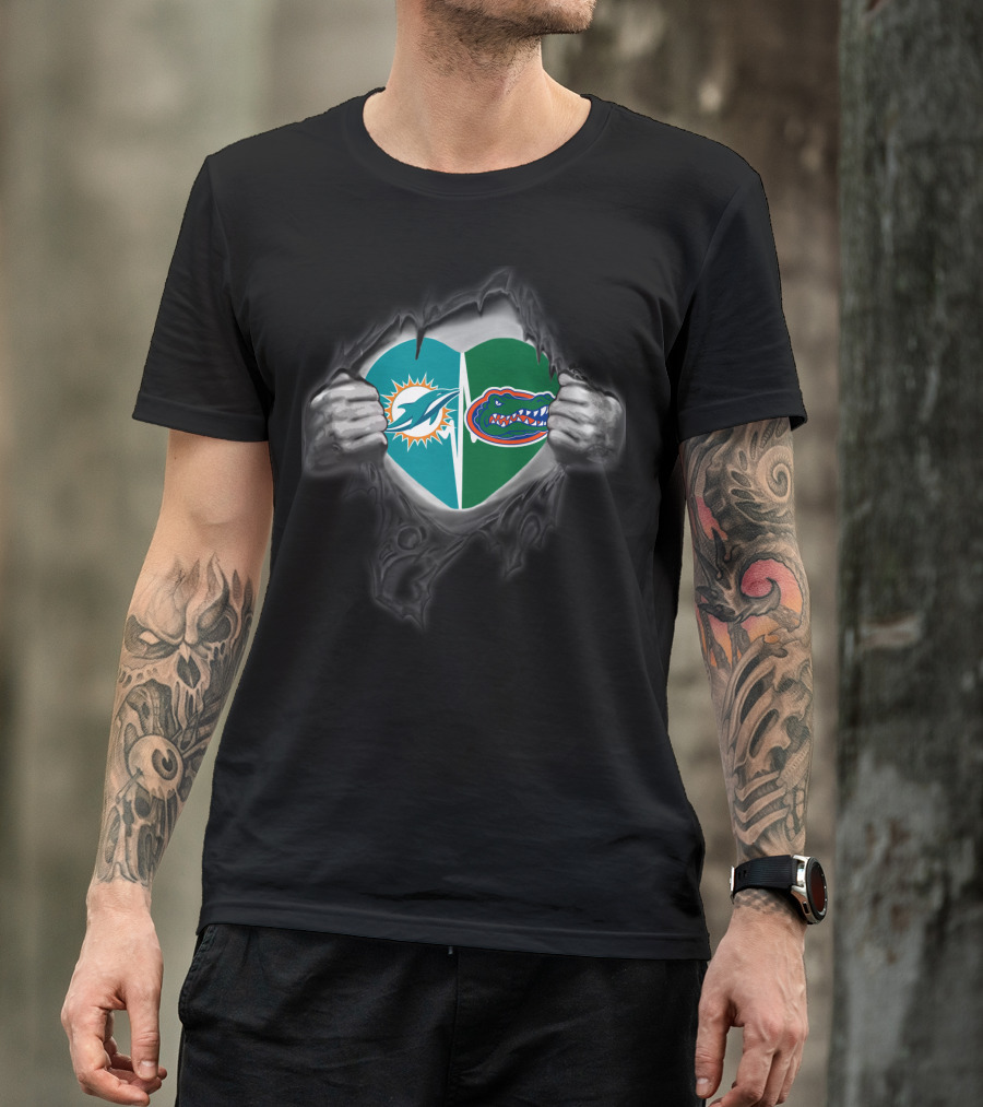 Miami Dolphins Florida Gators Heart T-Shirt