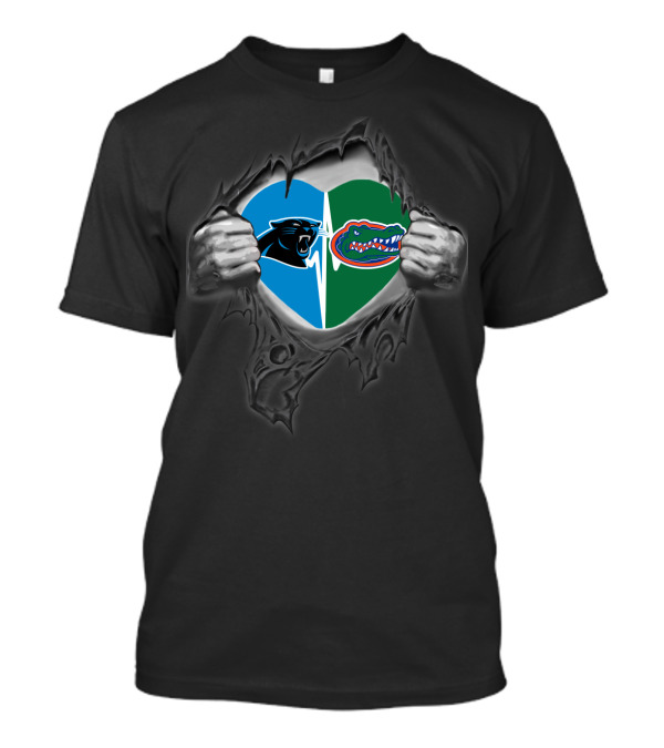 Carolina Panthers Florida Gators Heart Tear T-Shirt