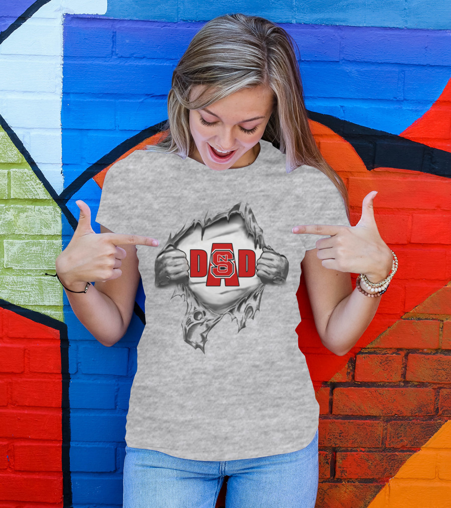 NC State Dad Logo Ripped T-Shirt