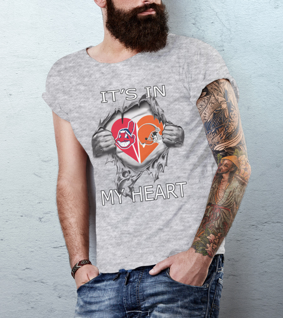 It's In My Heart Browns Indians Heart And Helmet T-Shirt