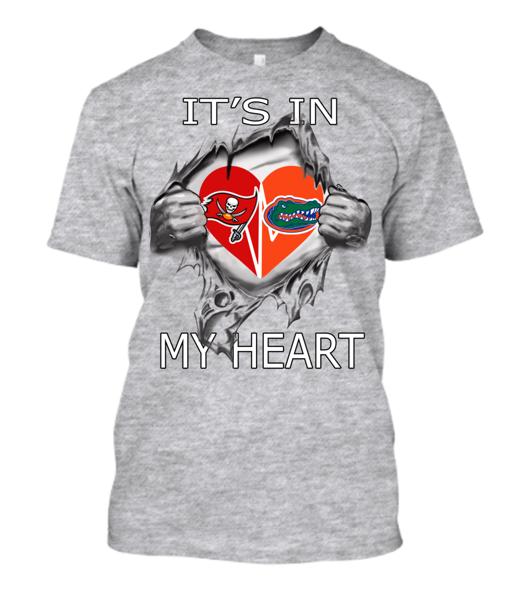 It's In My Heart Buccaneers Gators Heartbeat T-Shirt
