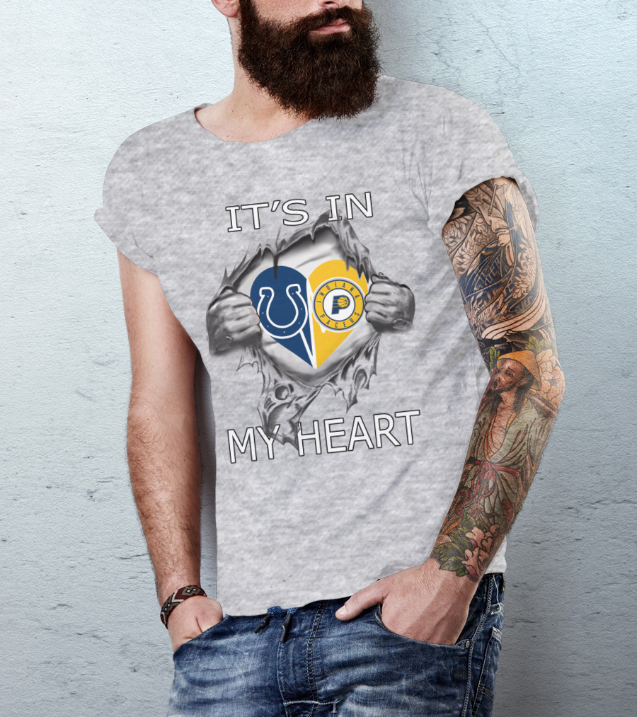 Colts Pacers It's In My Heart Indianapolis Sports Fan Logo Love T-Shirt