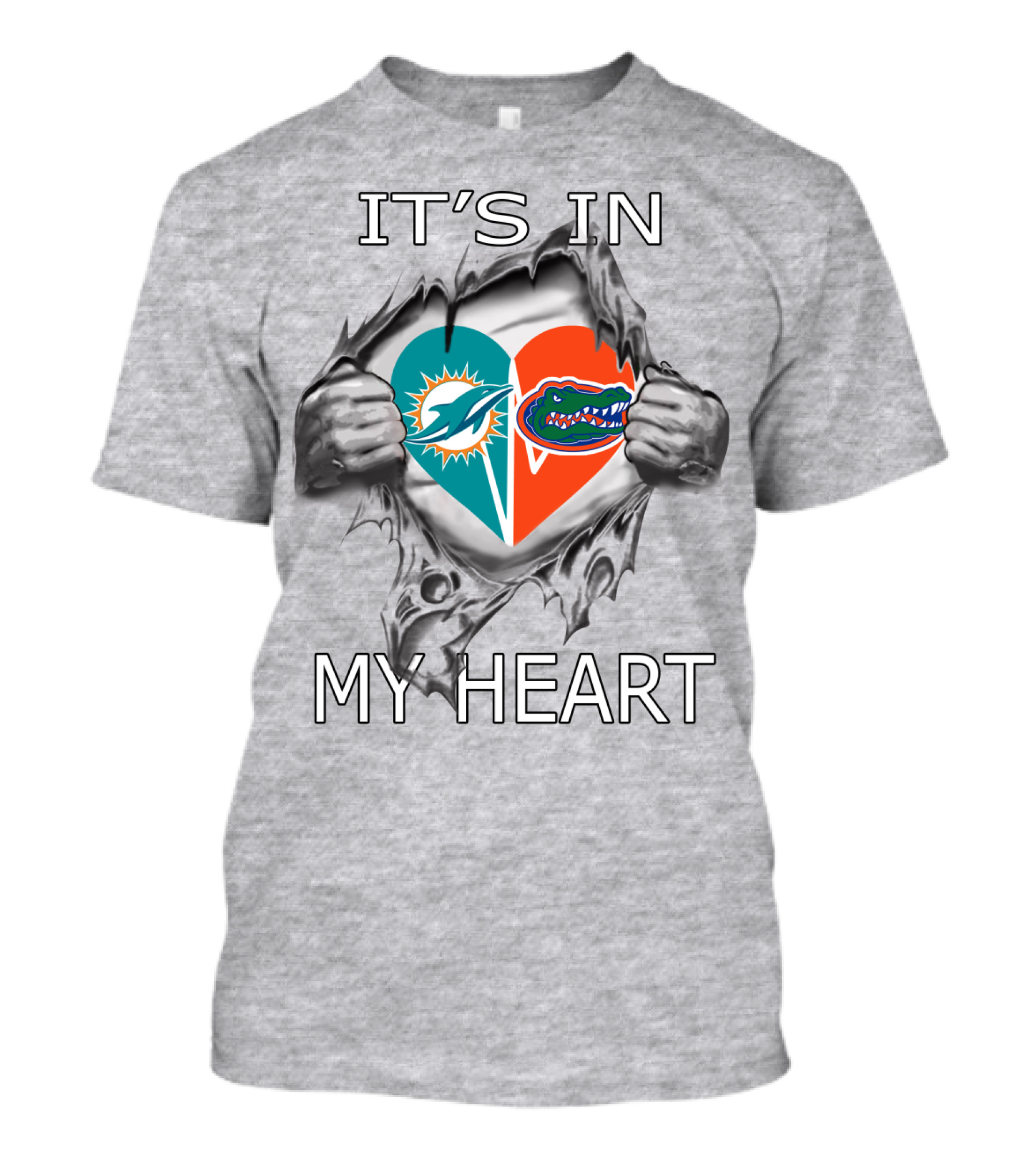 It's In My Heart Dolphins Gators Heart T-Shirt