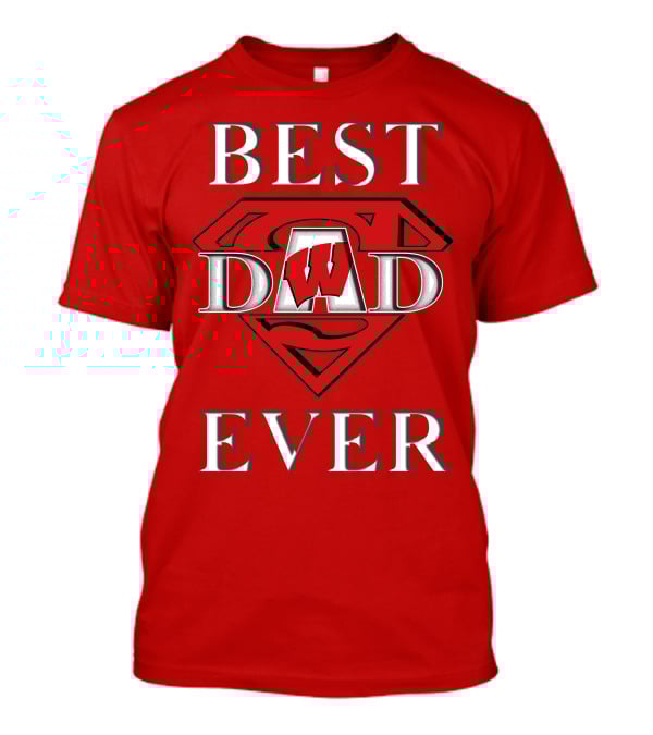 Best Dad Ever Wisconsin Badgers Super Dad Shield T-Shirt