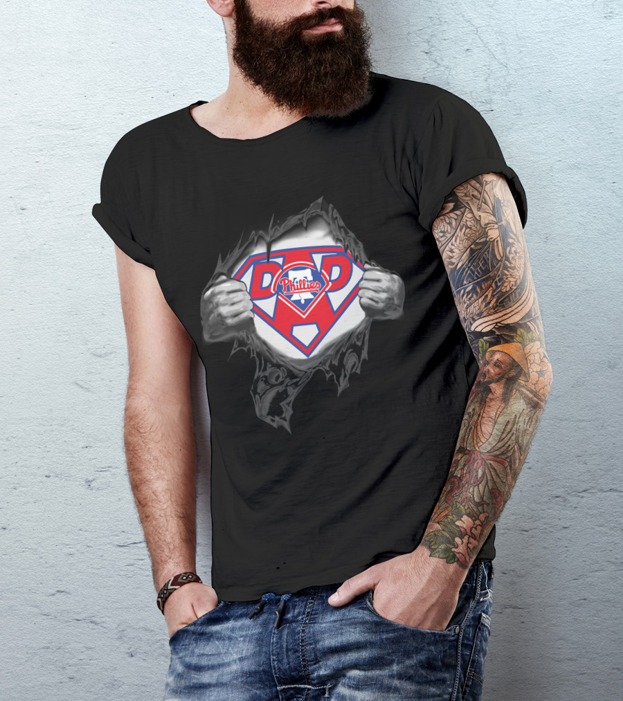 Philadelphia Phillies Dad Superhero Logo Fan T-Shirt