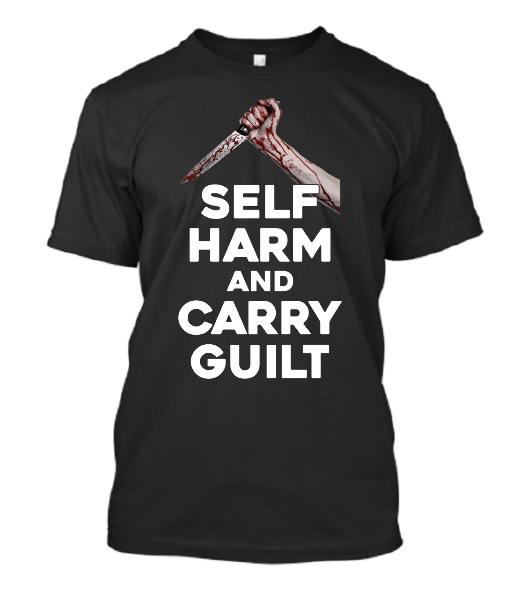Halloween Self Harm And Carry Guilt Bloody Knife T-Shirt