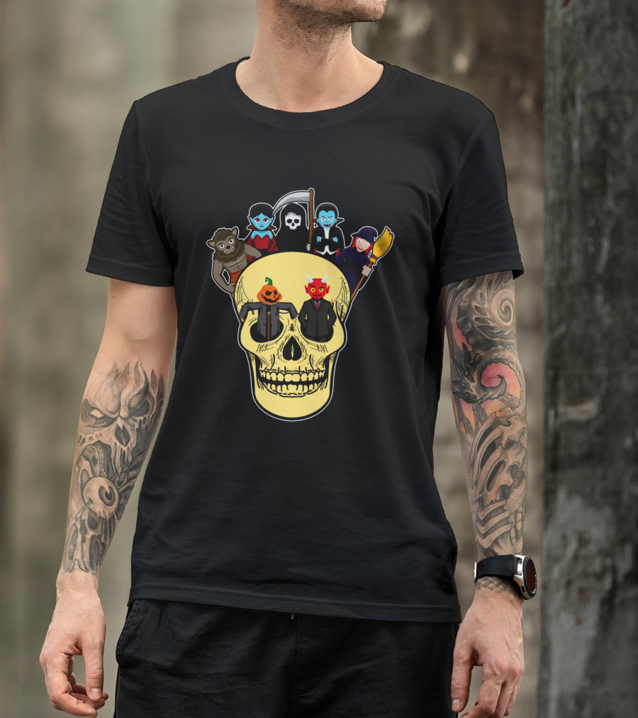 Halloween Skull Werewolf Reaper Vampire Witch Pumpkin Devil T-Shirt