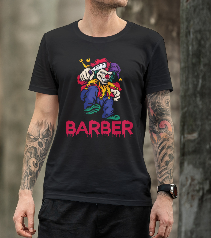 Barber Clown Halloween Razor Art T-Shirt