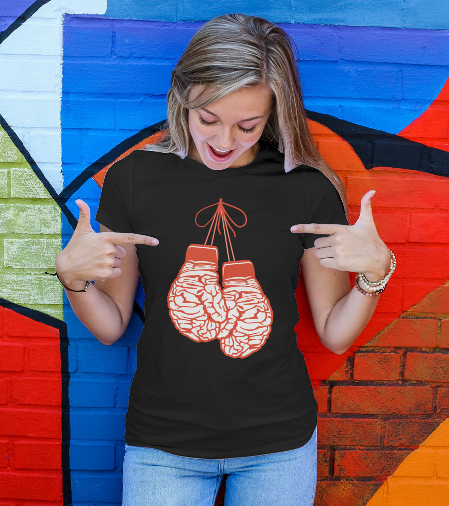 Brain-Shaped Boxing Gloves Boxer Brain Training Gym T-Shirt