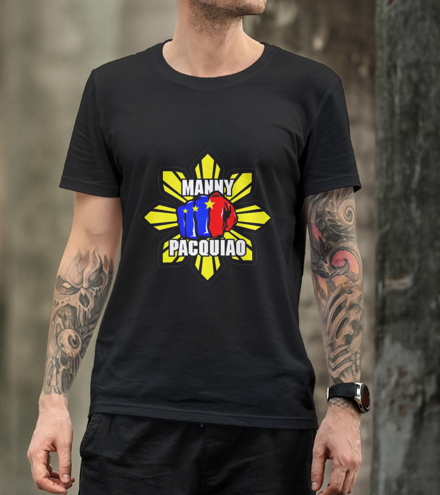 Manny Pacquiao Philippines Flag Fist Yellow Sunburst Star T-Shirt