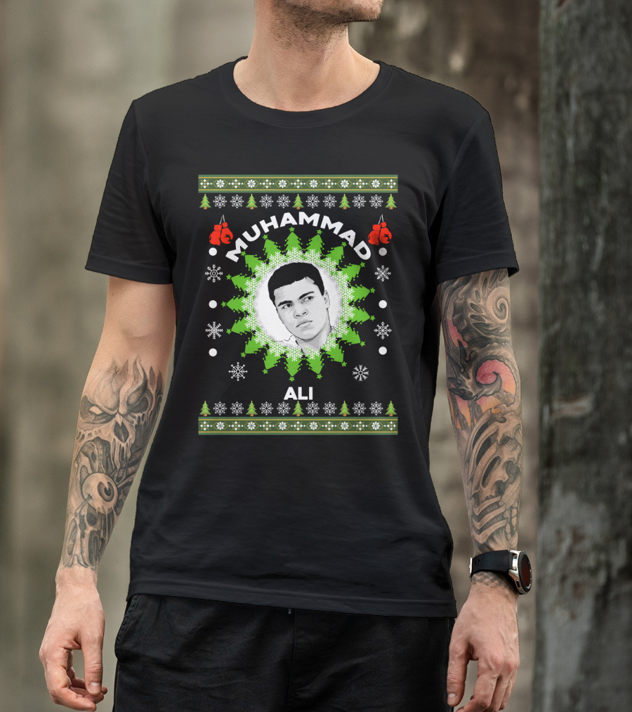 Muhammad Ali Christmas Boxing Snowflakes Festive T-Shirt