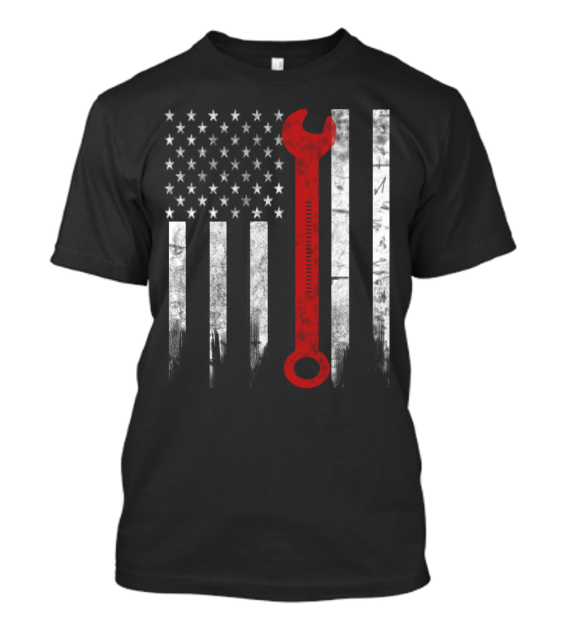 American Flag Wrench Engineer T-Shirt