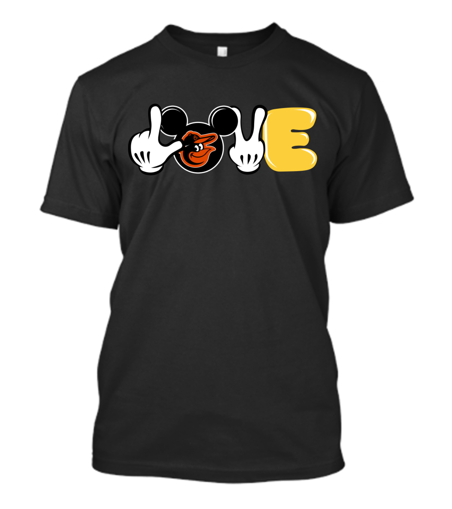 Love Baltimore Orioles Halloween Mickey Mouse Hands T-Shirt
