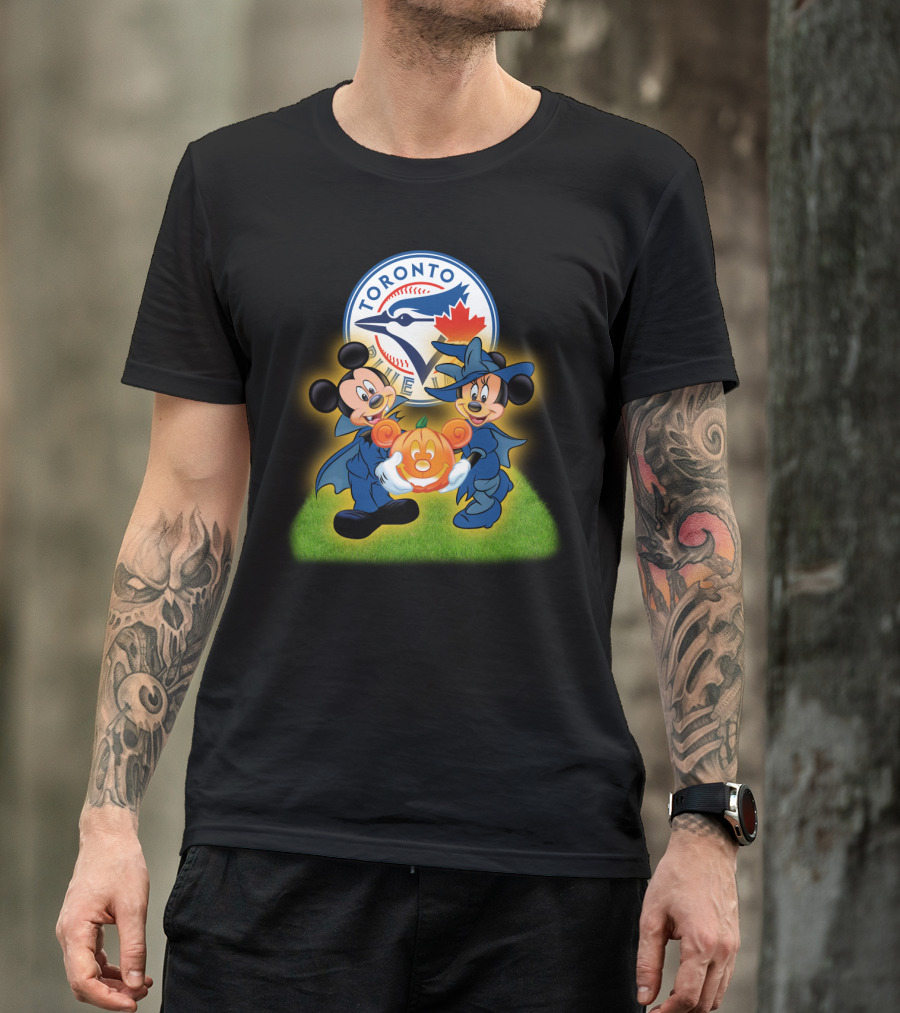Toronto Blue Jays Halloween Mickey And Minnie Pumpkin T-Shirt