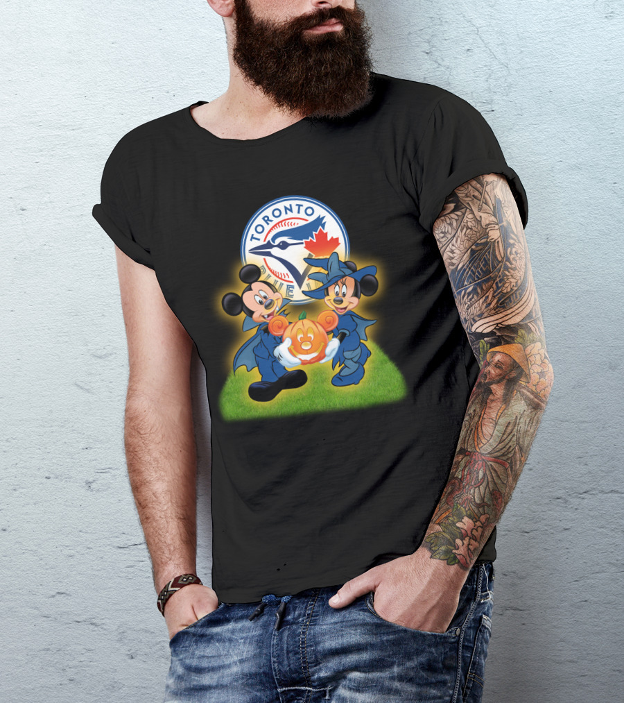 Toronto Blue Jays Halloween Mickey And Minnie Pumpkin T-Shirt