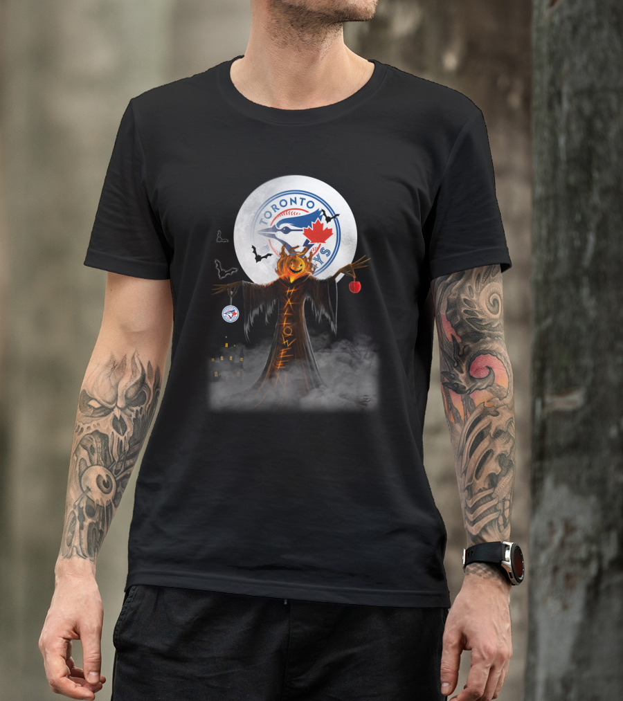 Toronto Blue Jays Halloween 7 Spooky Pumpkin Moon Scene T-Shirt