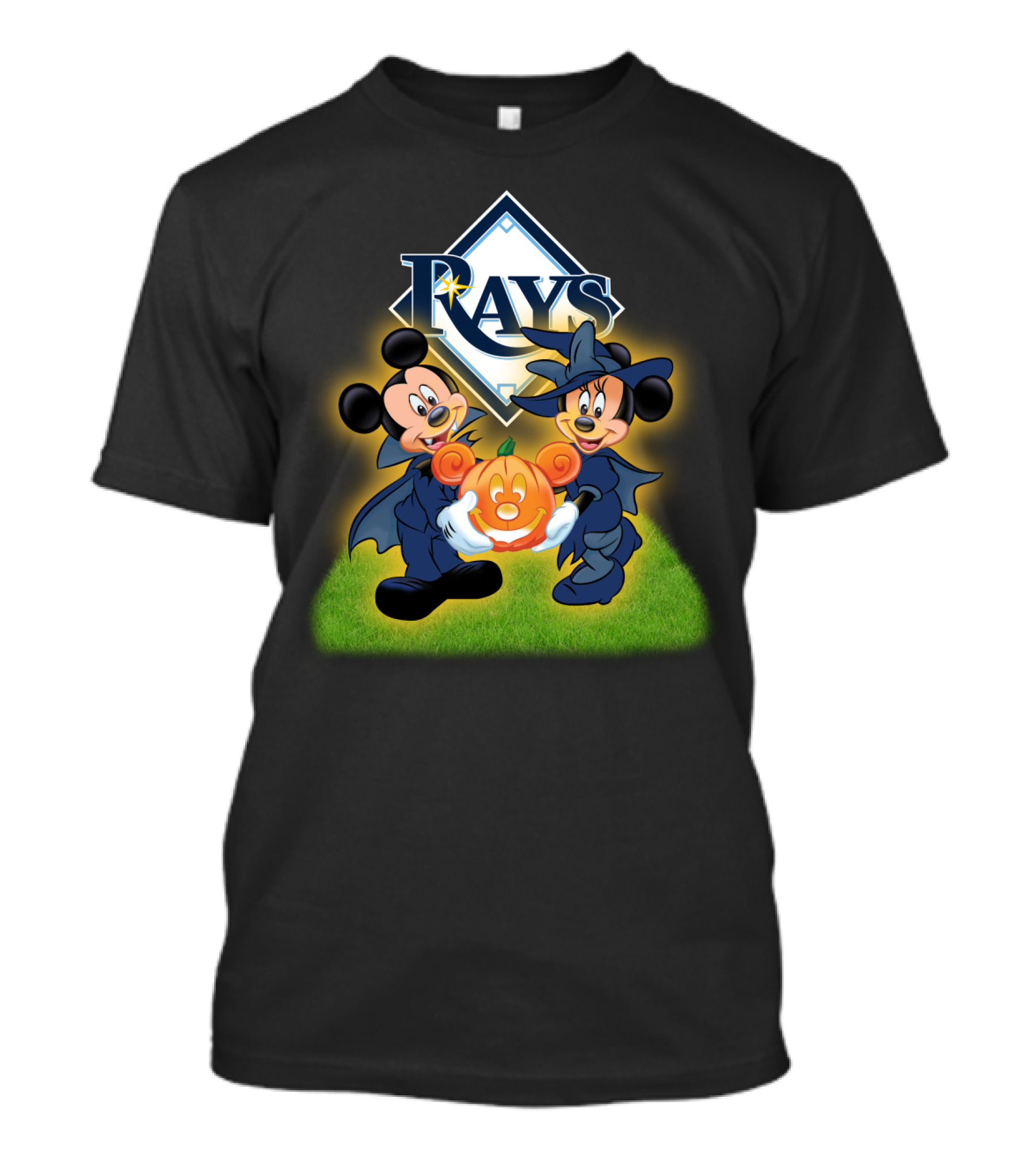 Tampa Bay Rays Halloween Mickey And Minnie Pumpkin T-Shirt