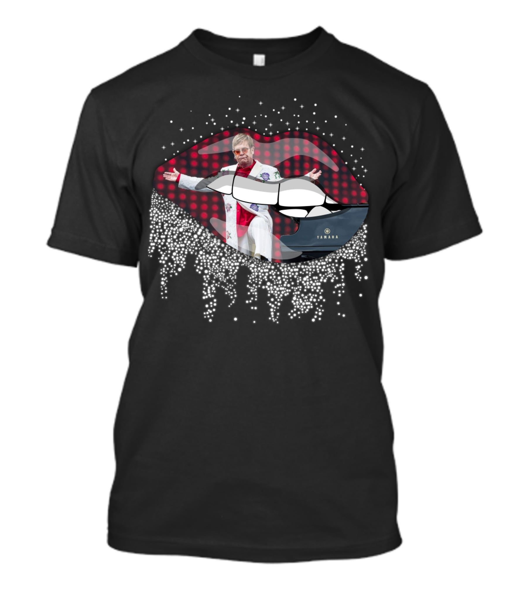 Elton John Yamaha Lips Sparkle Red Costume T-Shirt