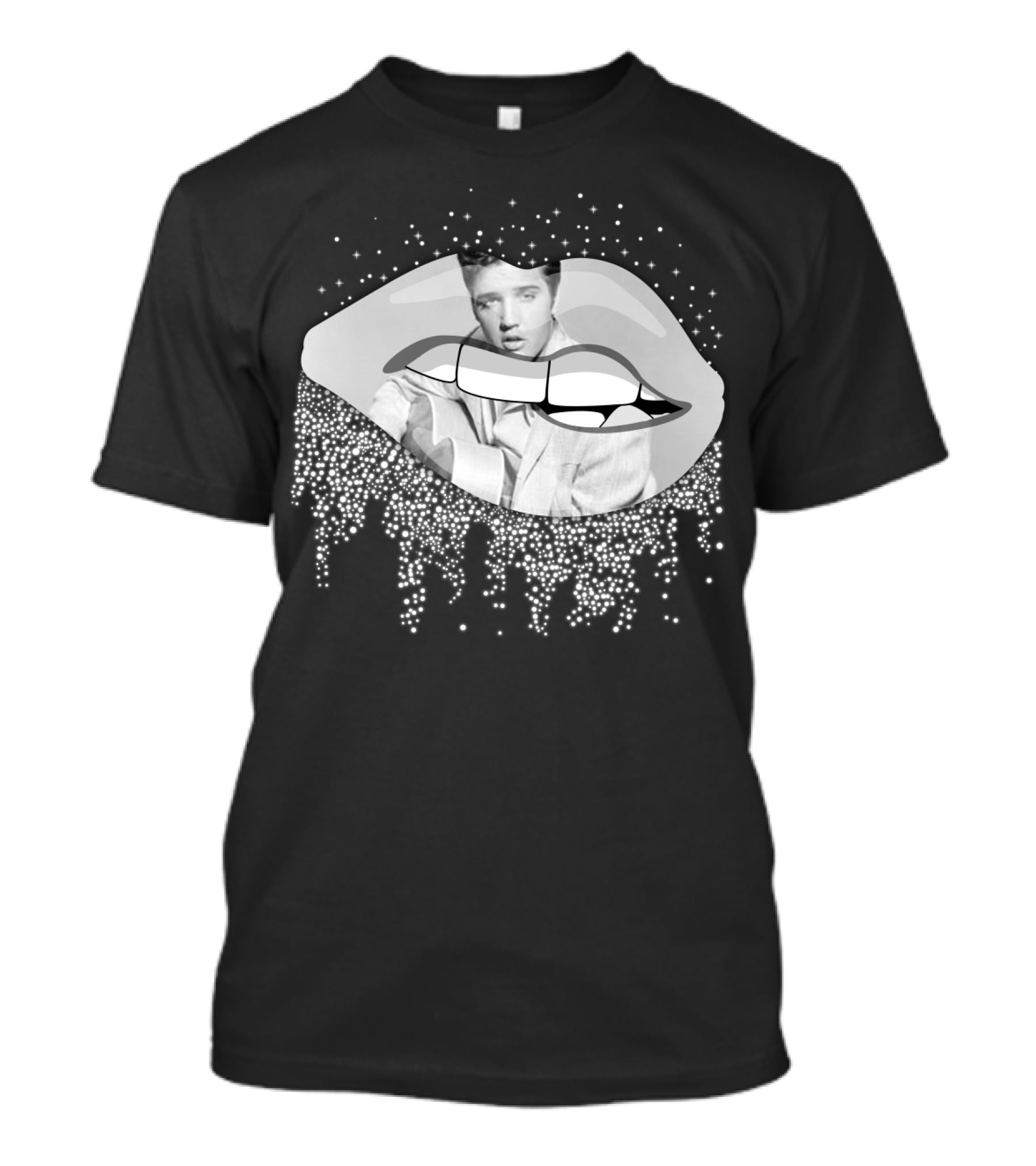 Elvis Presley Iconic Lips Glam Sparkle T-Shirt