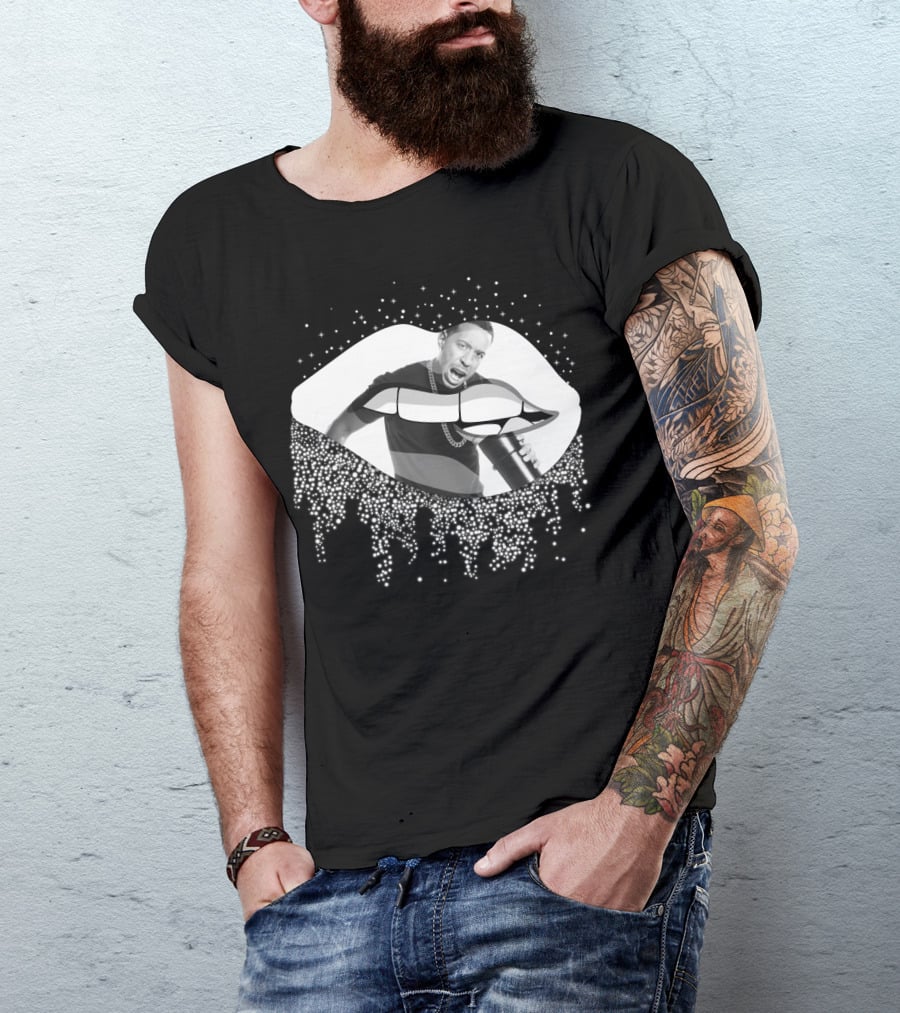 Ludacris Graphic Lips Illustration With Black And White Cup T-Shirt
