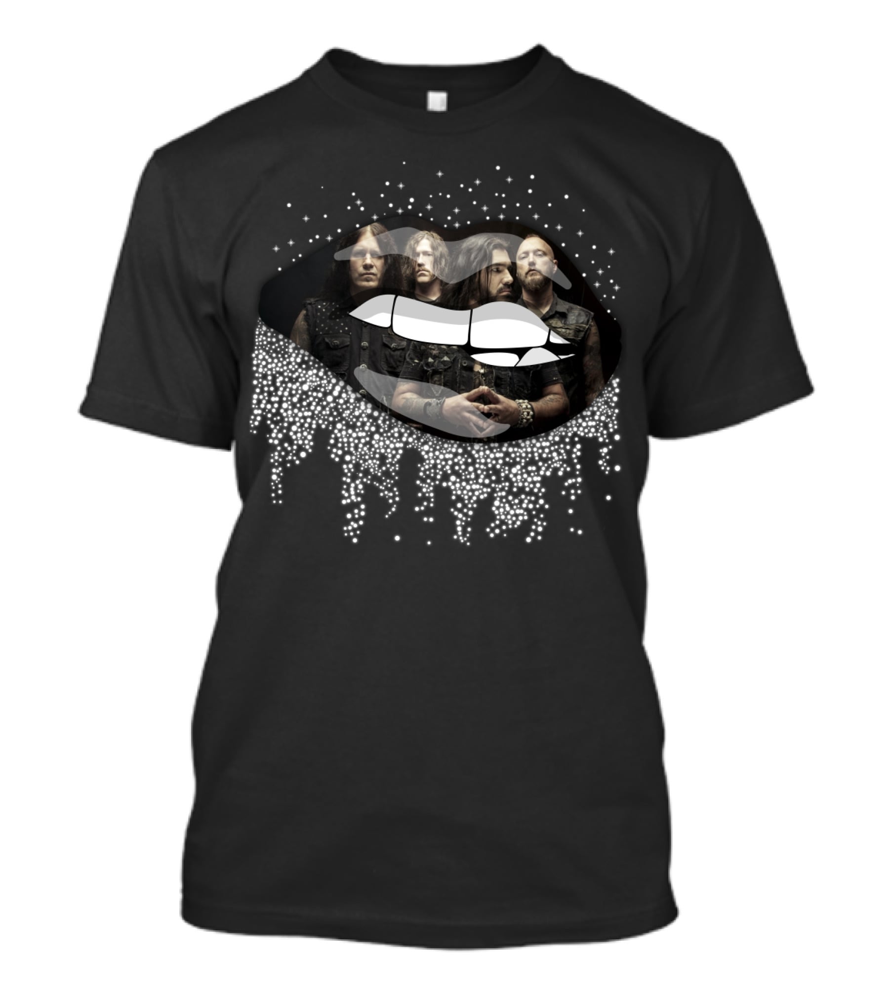 Machine Head Band Surreal Lip Visual With Dripping Dots And Band Members T-Shirt