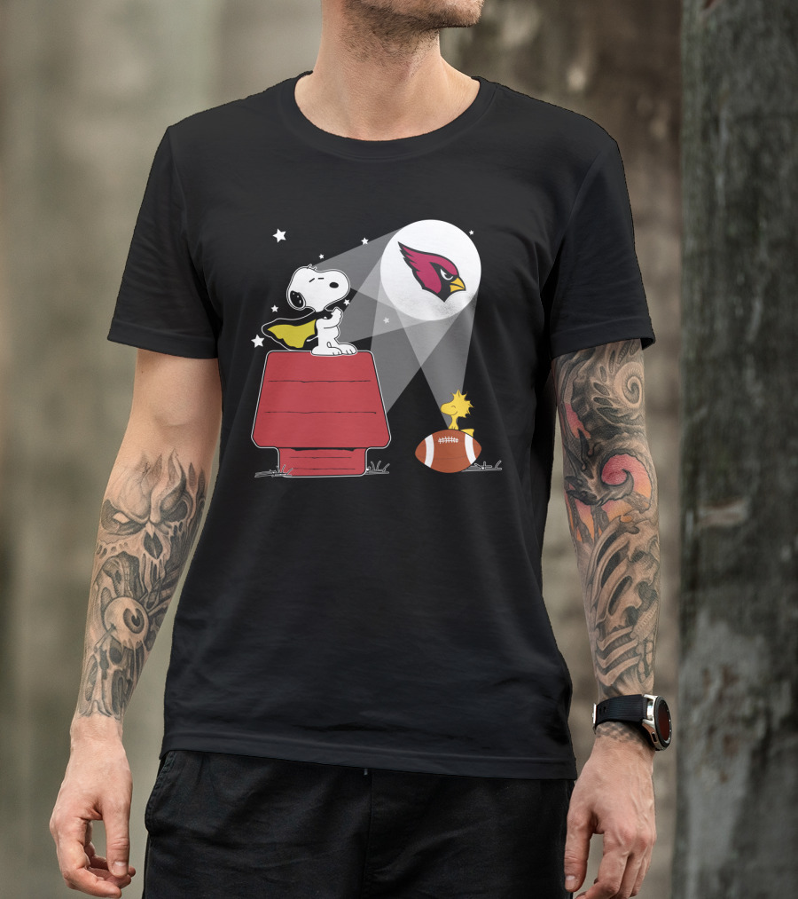 Snoopy And Woodstock Arizona Cardinals Peanuts Football Spotlight T-Shirt