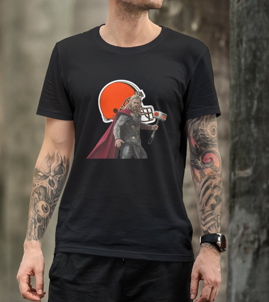 Cleveland Browns Thor Crossover Helmet And Hammer T-Shirt