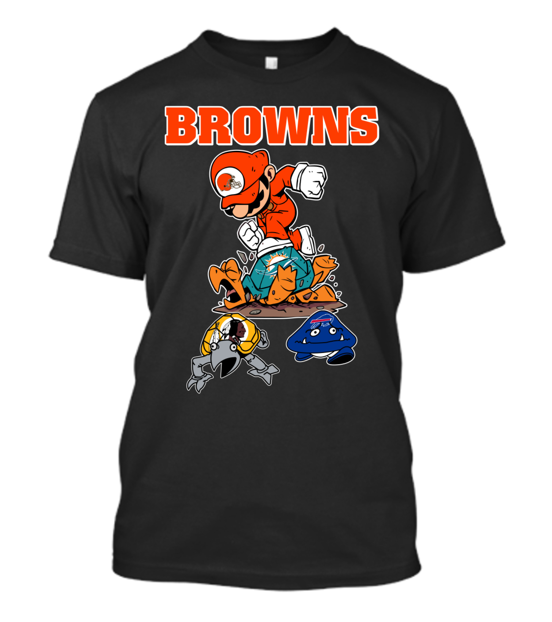 Browns Super Mario Style Character Stomping Nfl Rivals T-Shirt