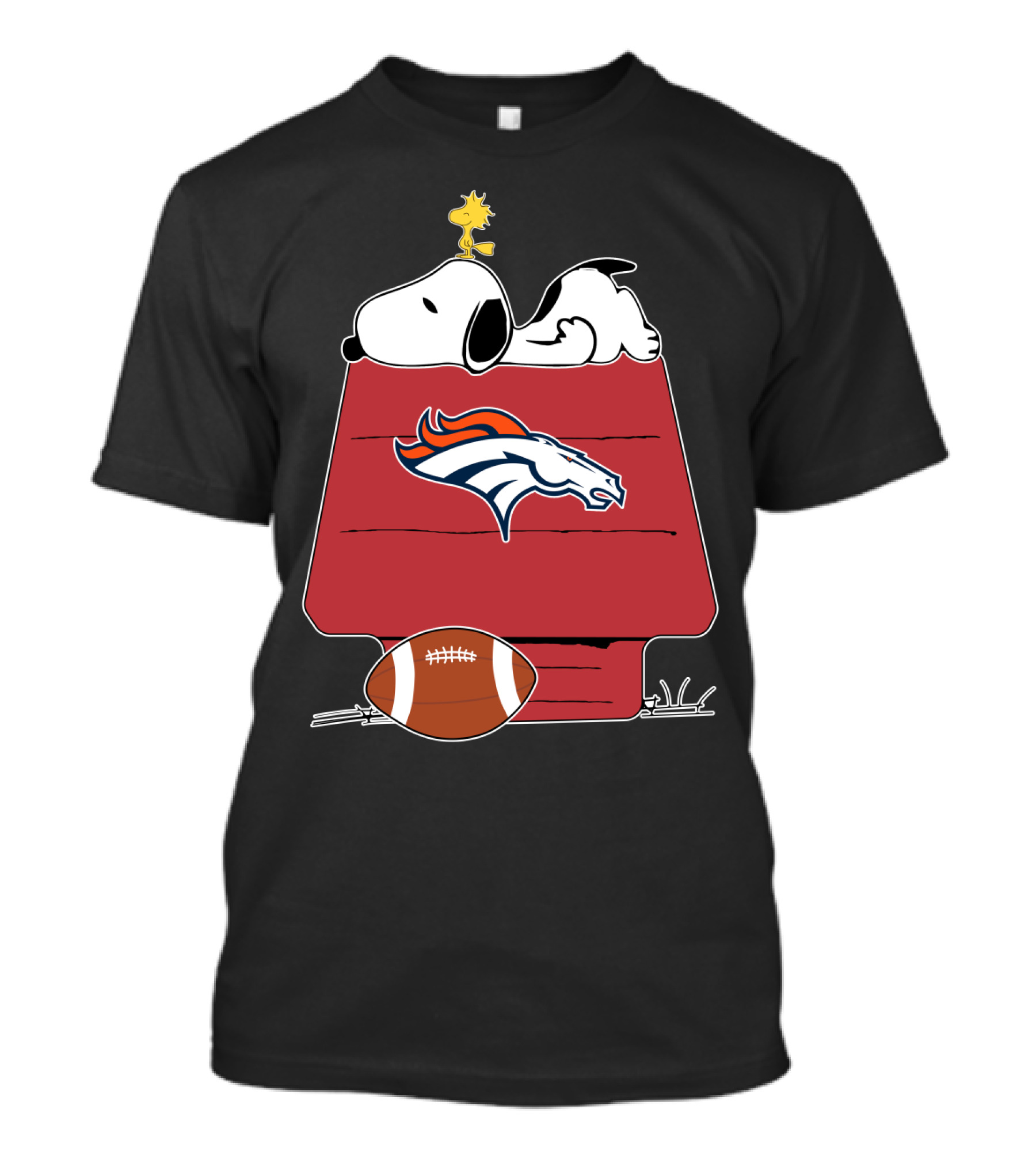 Denver Broncos Snoopy Woodstock Football Doghouse T-Shirt