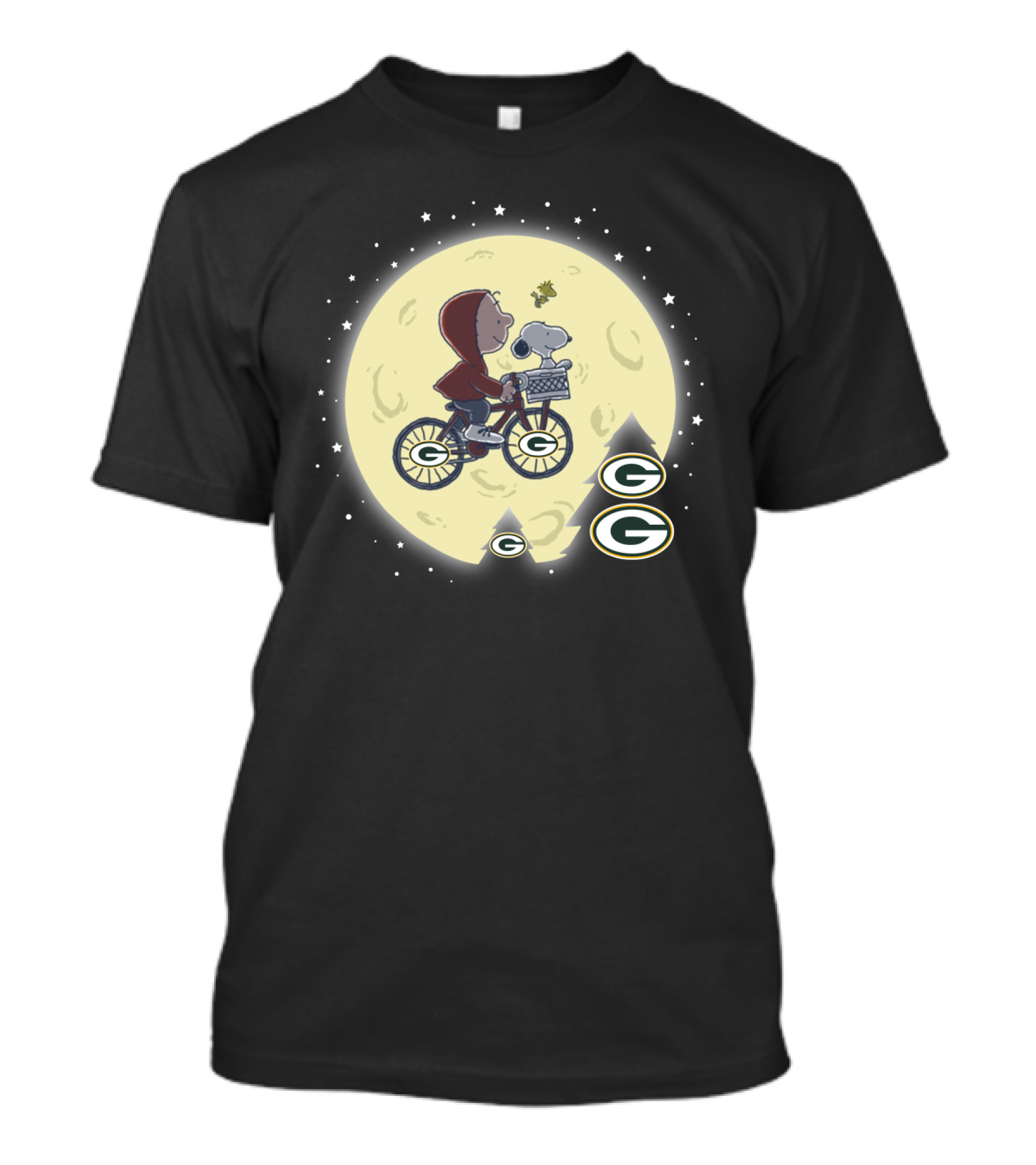 Halloween Green Bay Packers Peanuts E.t. Moon Scene T-Shirt