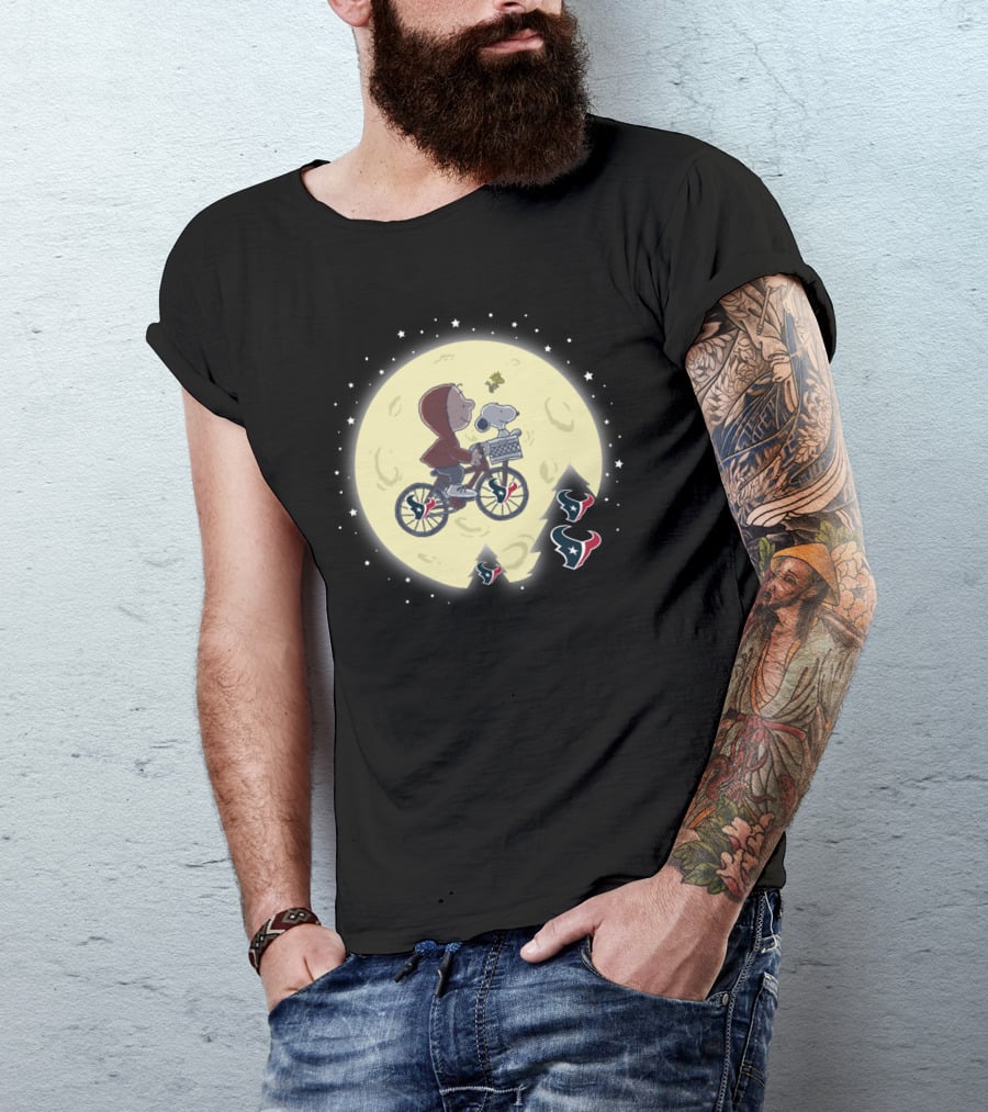 Halloween Houston Texans E.t. Inspired Ride With Snoopy T-Shirt