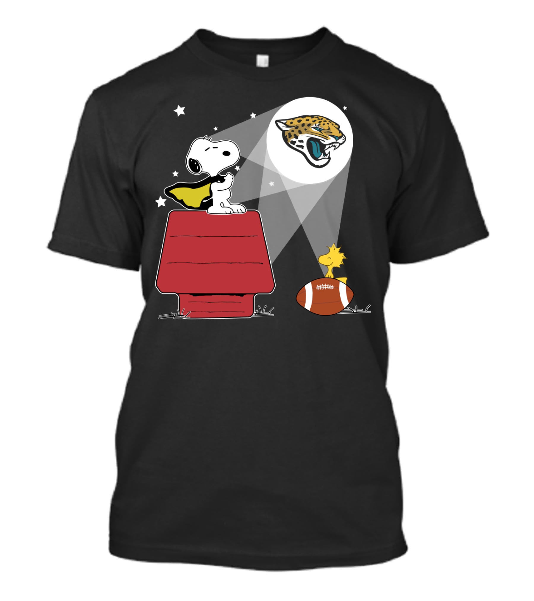 Snoopy And Woodstock Jacksonville Jaguars Football Beagle Moonlight Beam T-Shirt