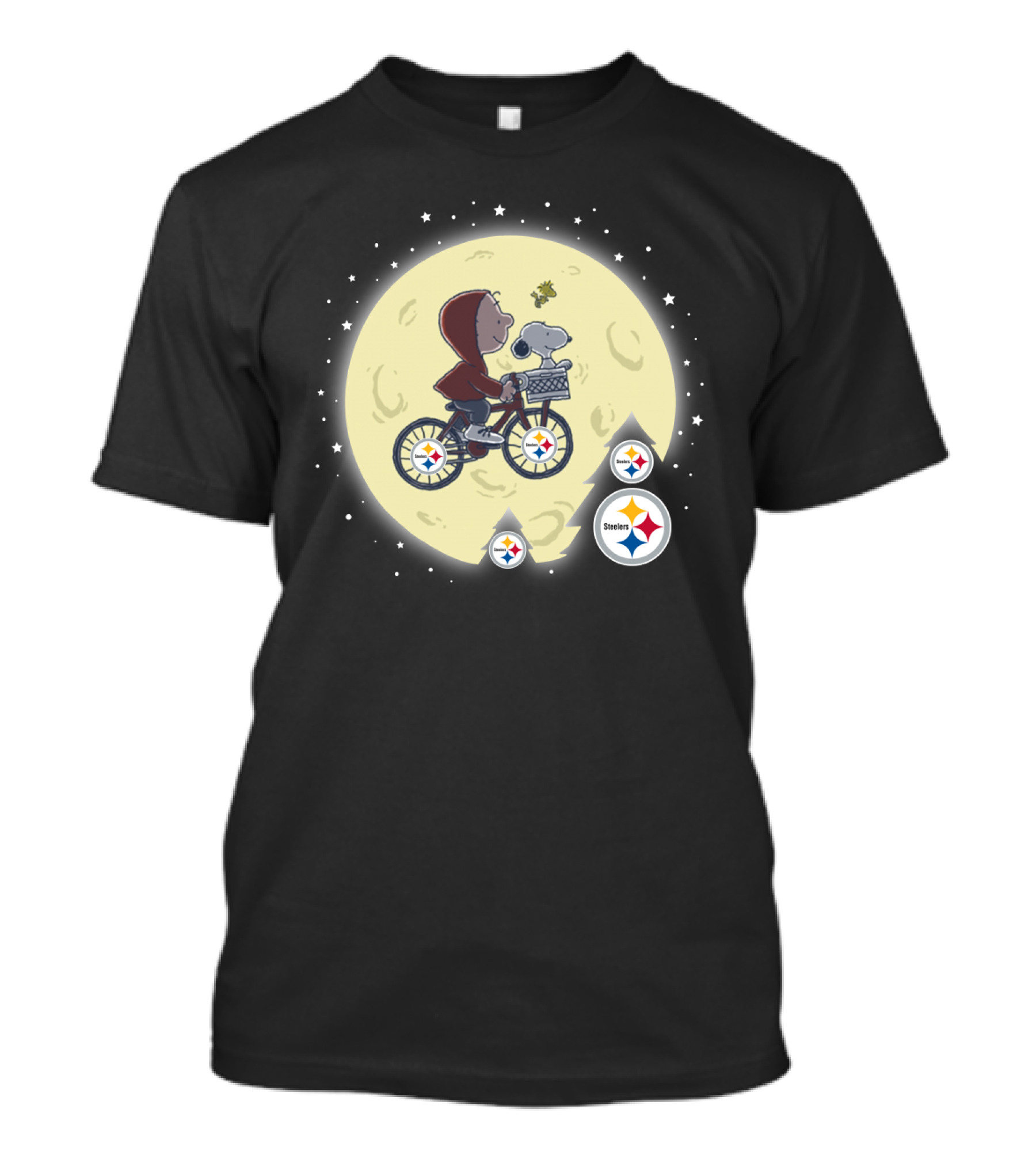 Pittsburgh Steelers Halloween Moon Bicycle Ride T-Shirt