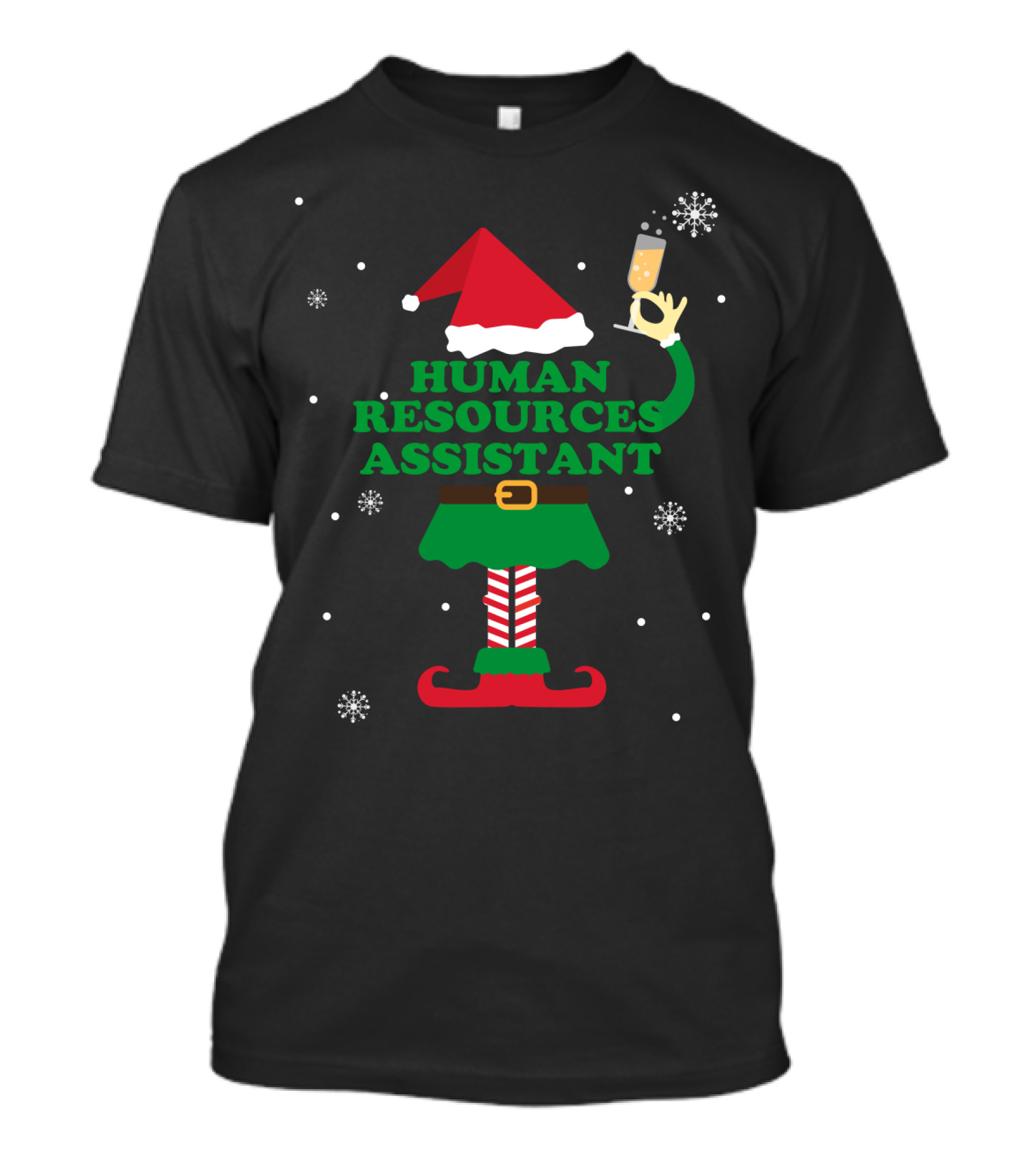Human Resources Assistant Elf Holding Champagne T-Shirt