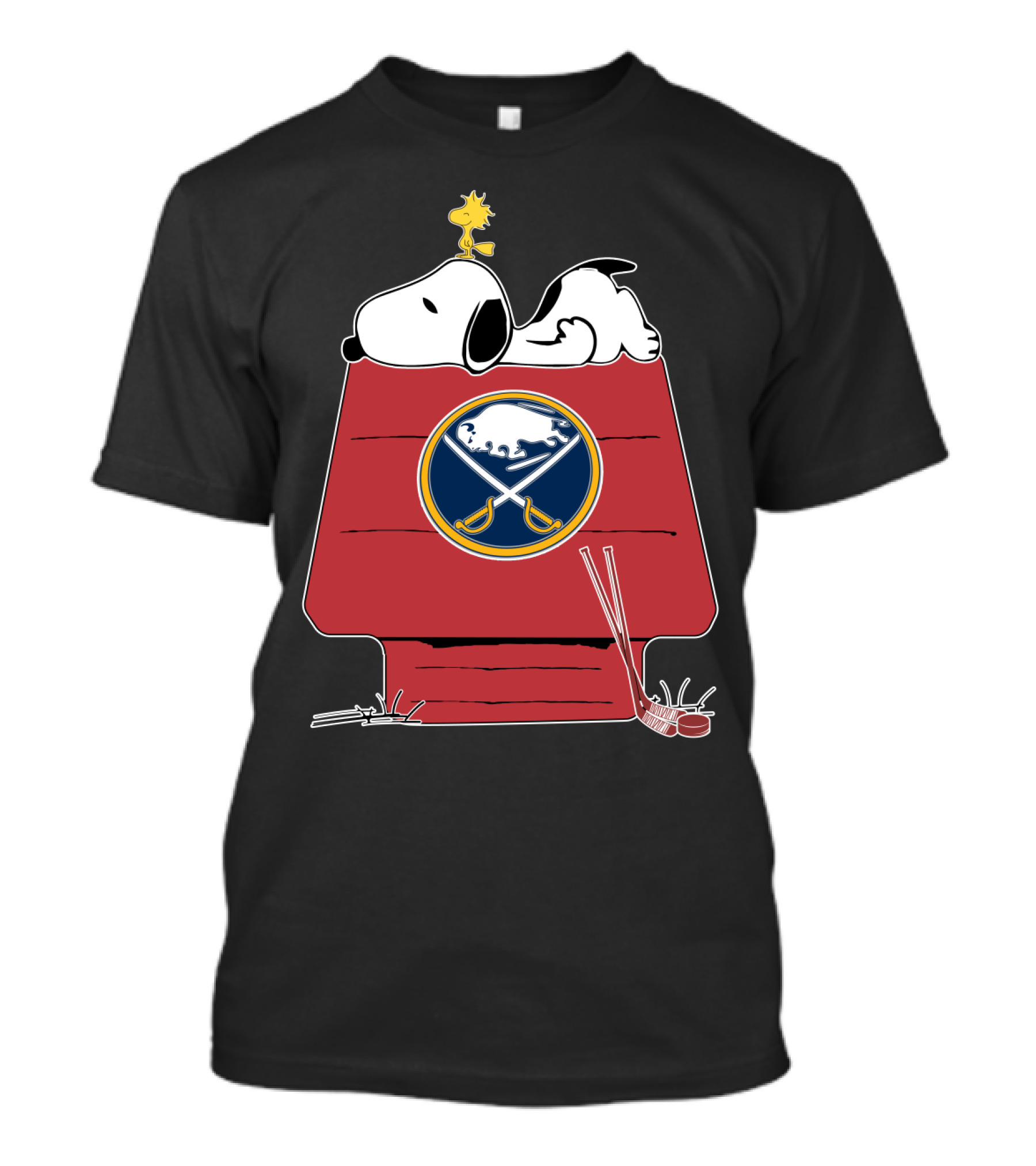 Snoopy Buffalo Sabres Hockey Doghouse Woodstock Nhl Peanuts T-Shirt