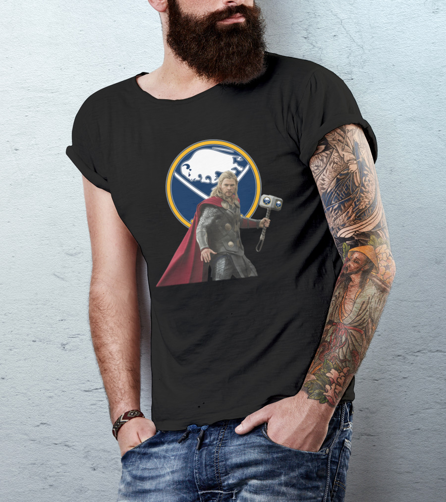 Buffalo Sabres Thor Crossover With Mjolnir And Sabres T-Shirt