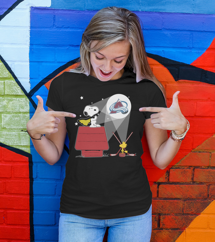 Snoopy And Woodstock Colorado Avalanche Spotlight T-Shirt