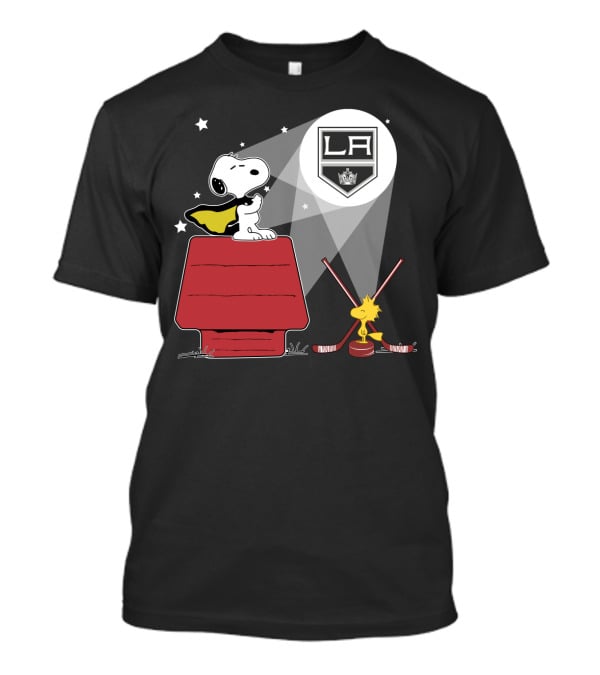 Snoopy Woodstock La Kings Logo Nighttime Scene T-Shirt