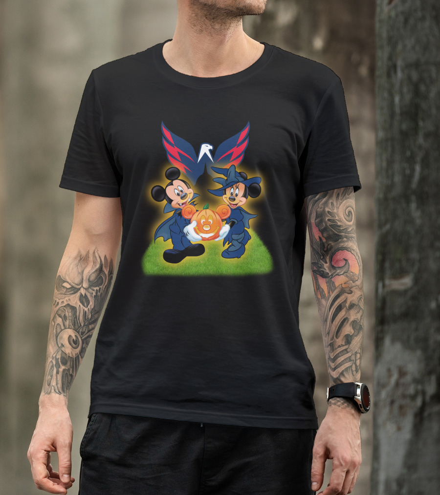 Halloween Washington Capitals Mickey And Minnie With Pumpkin T-Shirt