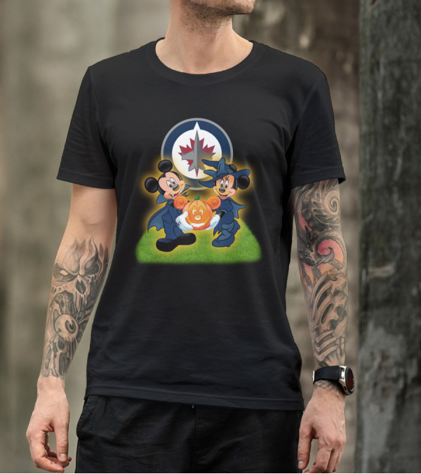 Mickey And Minnie Halloween Celebration With Winnipeg Jets T-Shirt