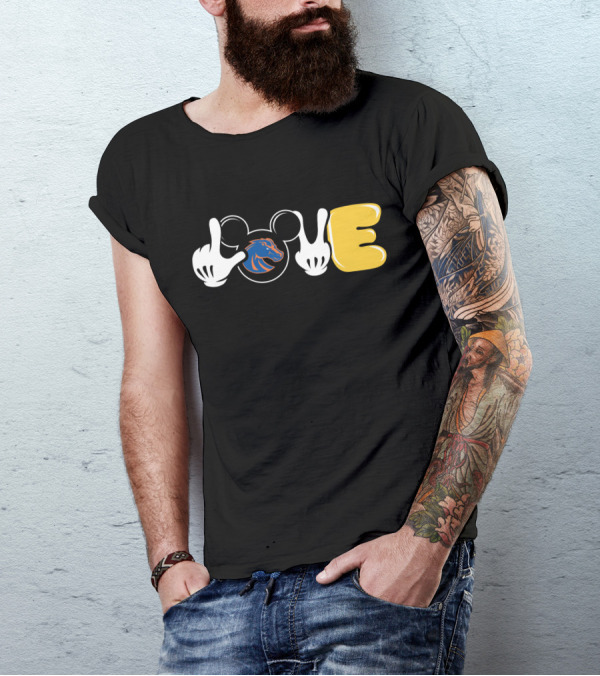 Boise State Broncos Love Mickey Mouse Hands T-Shirt