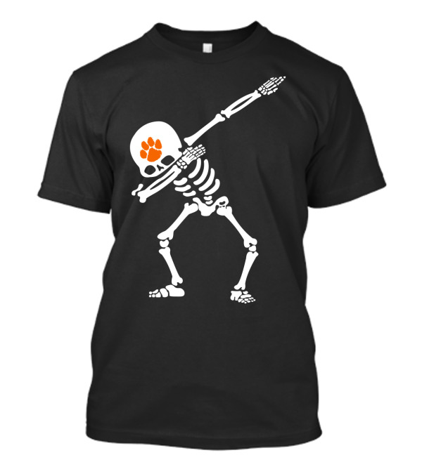 Clemson Tigers Football Skeleton Dabbing With Paw Prints T-Shirt